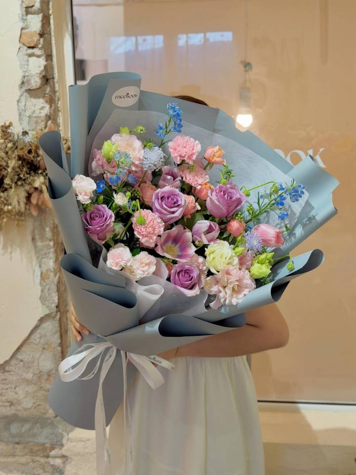 ดีเทลช่อม่วงชมพูฟ้า