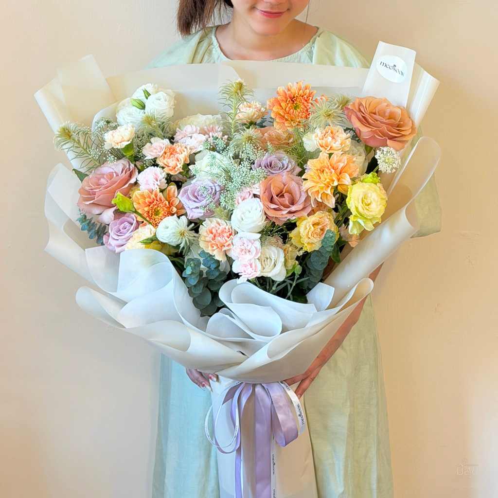 GE-B08 ช่อดอกไม้โทนเอิร์ธและม่วง Gentle Elegance